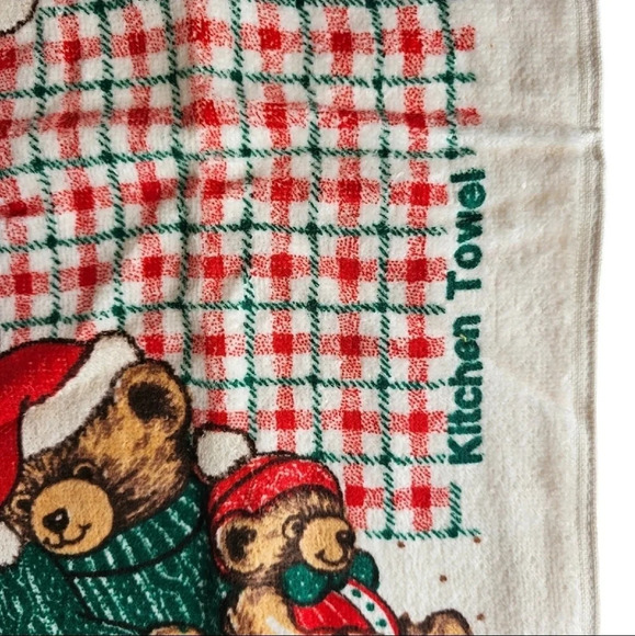 Vintage Franco Christmas Tea Towel Bear Family - Picture 3 of 4